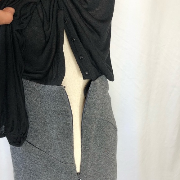 BCBGMaxAzria dress sheer cowl top grey skirt 4 - Picture 7 of 10
